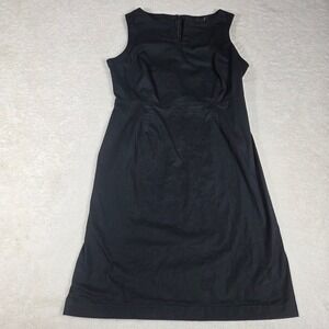 Gap Sheath Dress Women 10 Black Back Zip Split Neck Sleeveless LBD Office Wear